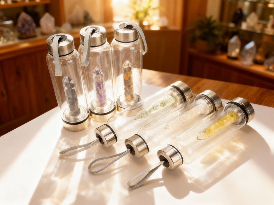 Crystal Infused Glass Water Bottle