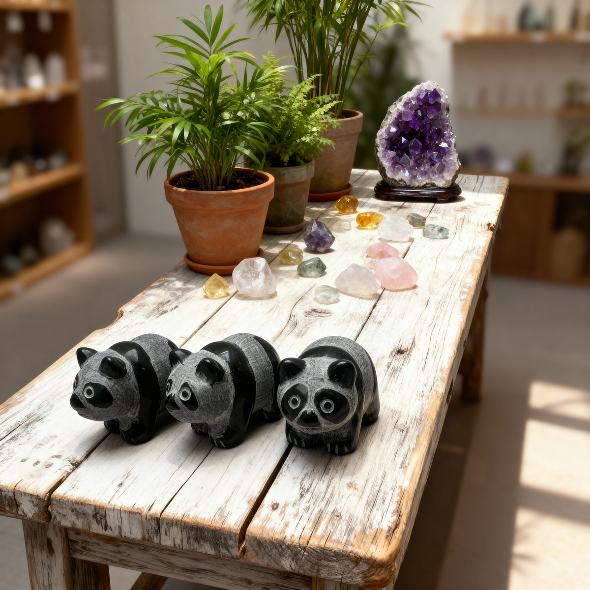 Obsidian Panda Carving