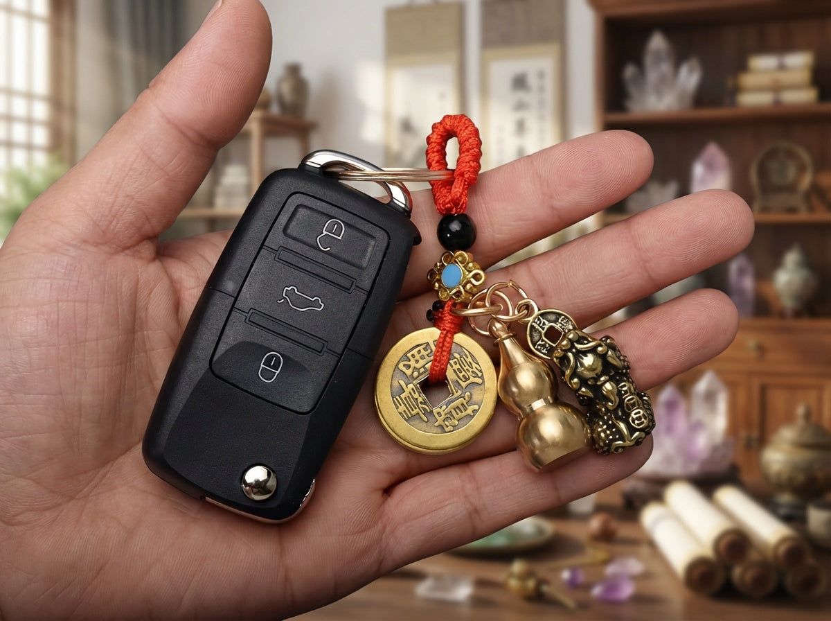 Solid Brass Pixiu Gourd Praying Key Chain
