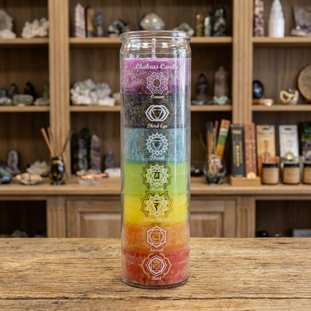 Vela de oración de cristal de 7 días para los chakras