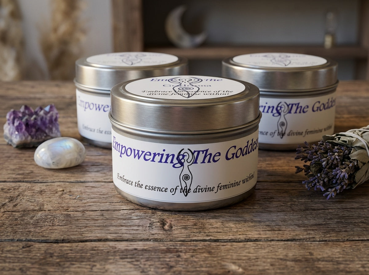 Empowering The Goddess Tin Candle