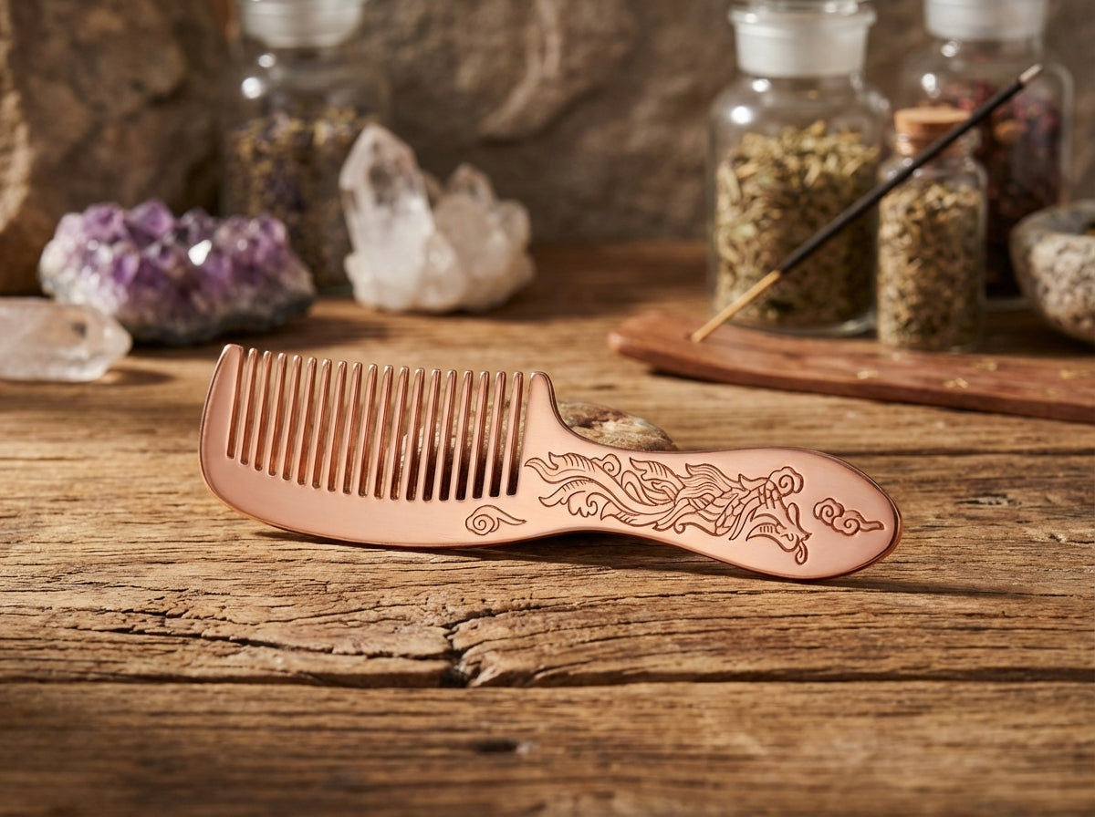 Engraved Pure Copper Hair Comb