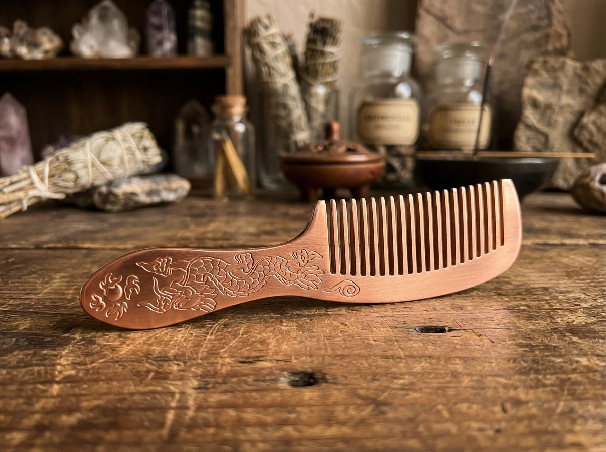 Engraved Pure Copper Hair Comb