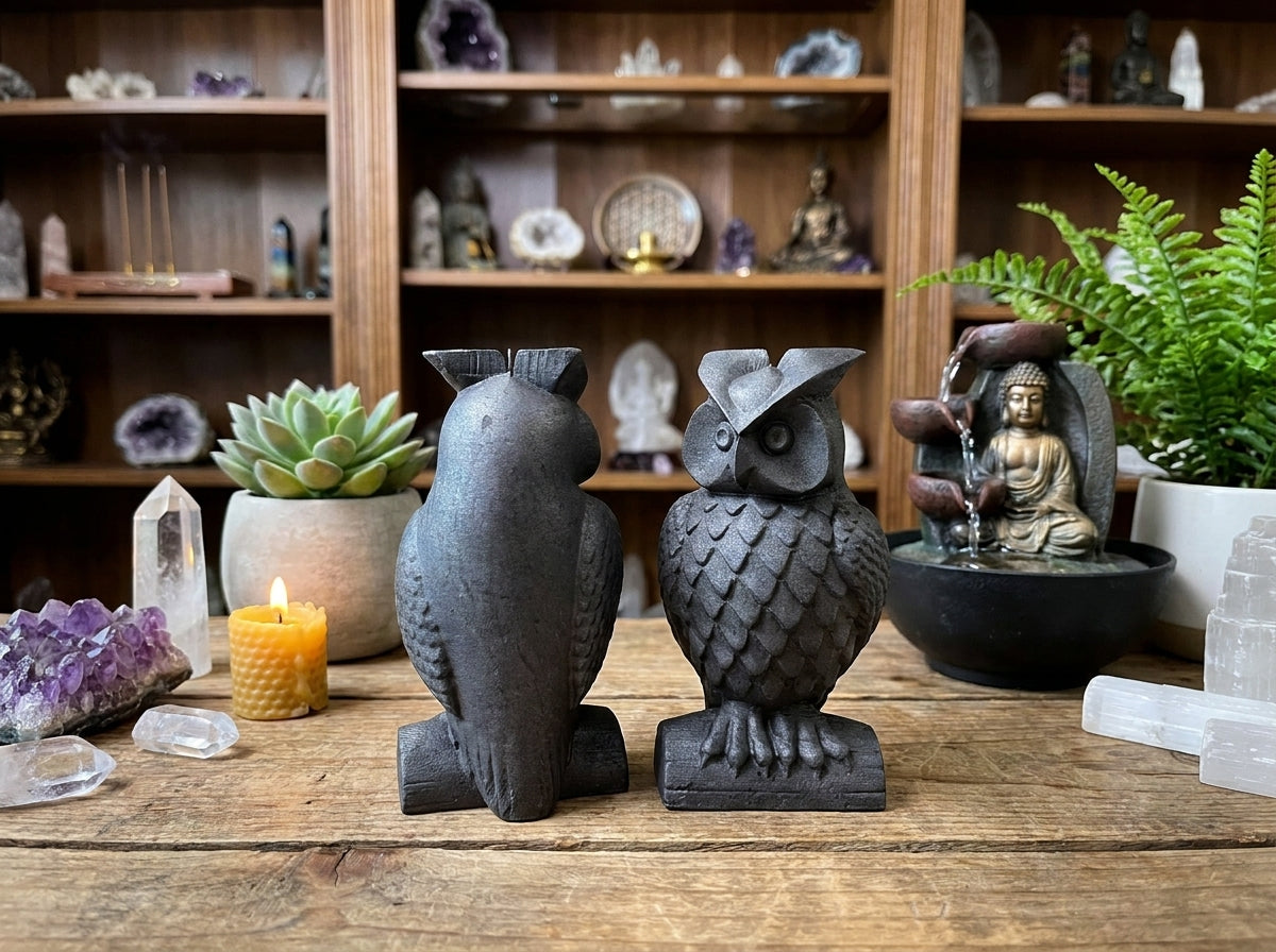 Shungite Owl Carving Figurine