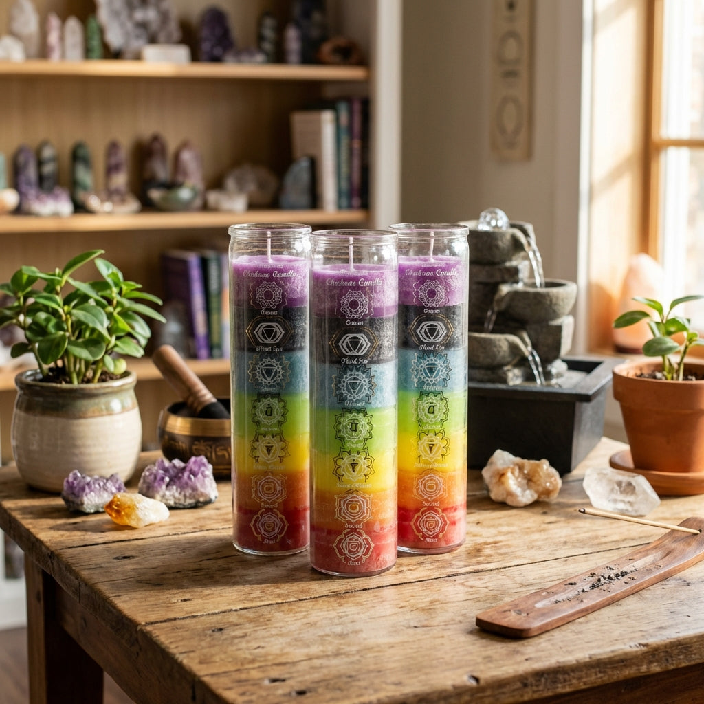7 Day Chakra Glass Prayer Candle