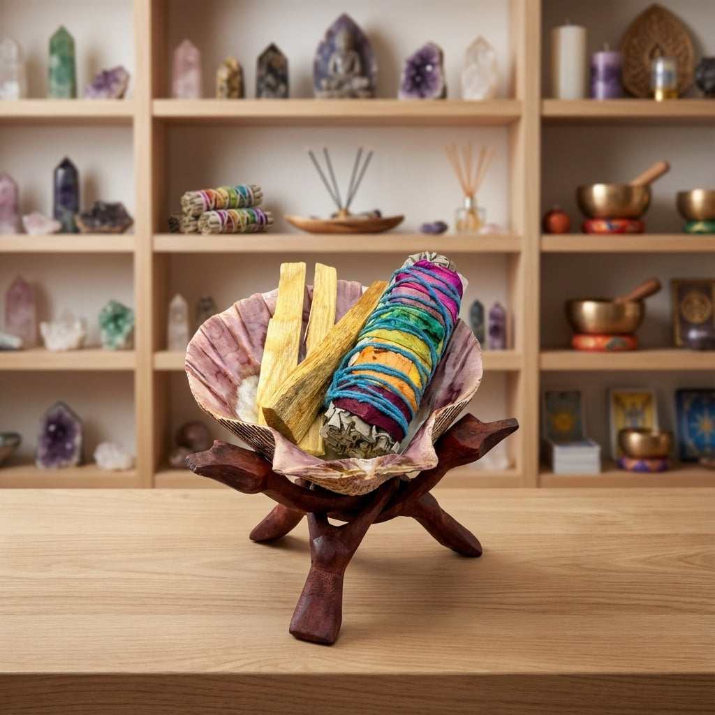 Lion Paw Ritual Shell & Cobra Stand Set