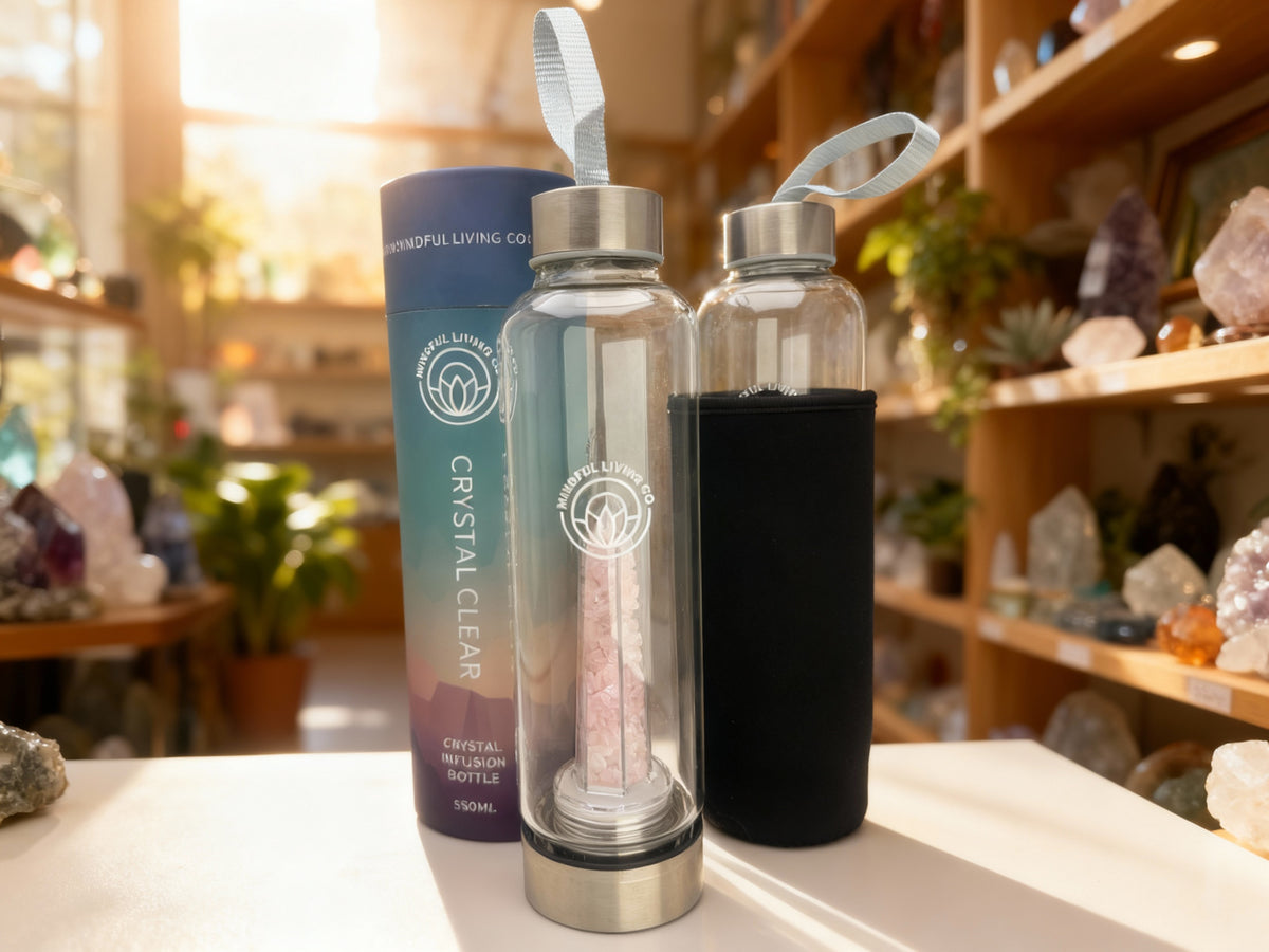 Crystal Infused Glass Water Bottle