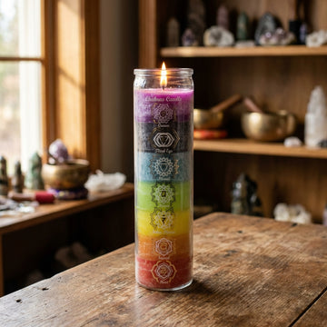 Vela de oración de cristal de 7 días para los chakras