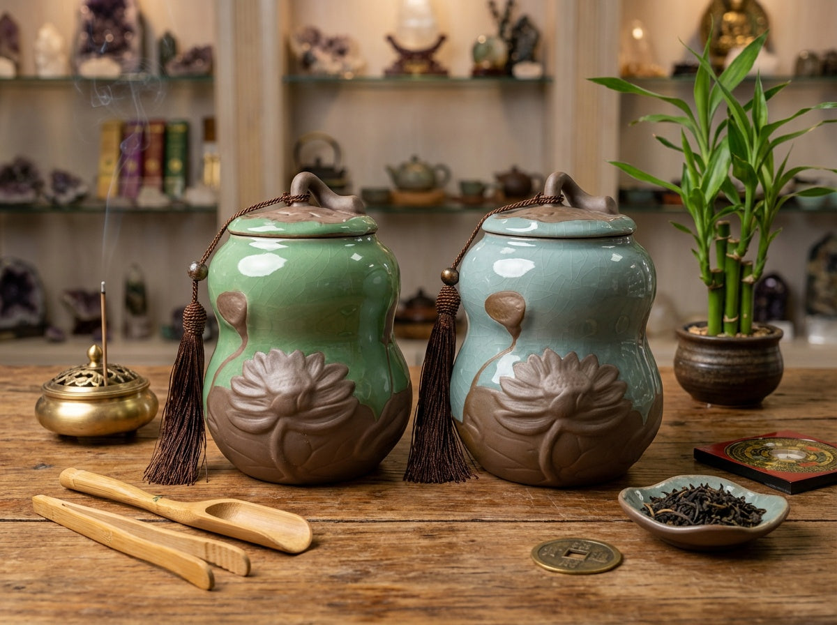 Ceramic Gourd Shaped Tea Caddy