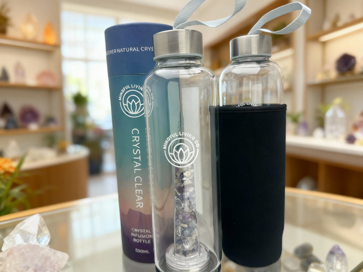 Crystal Infused Glass Water Bottle