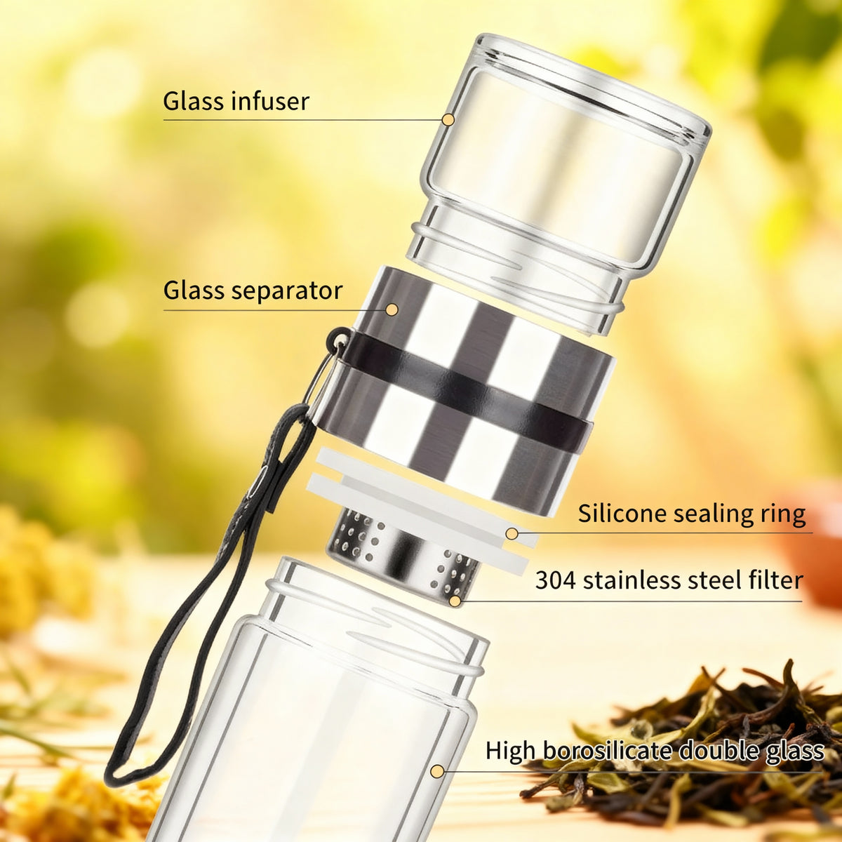 Double Wall Glass Infuser Bottle