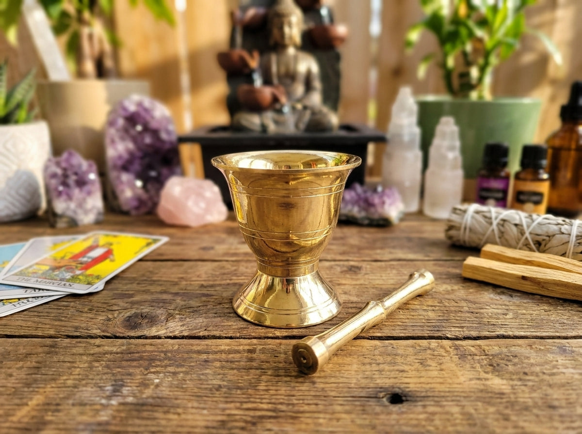 Brass Mortar and Pestle Set