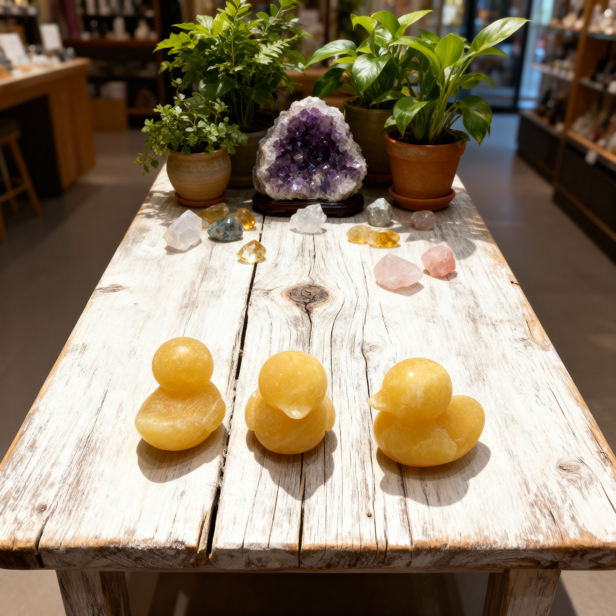 Yellow Fluorite Duck Carving