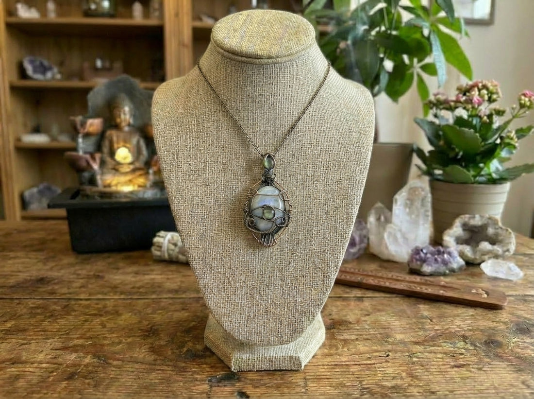 Rainbow Moonstone and  Labradorite Pendant