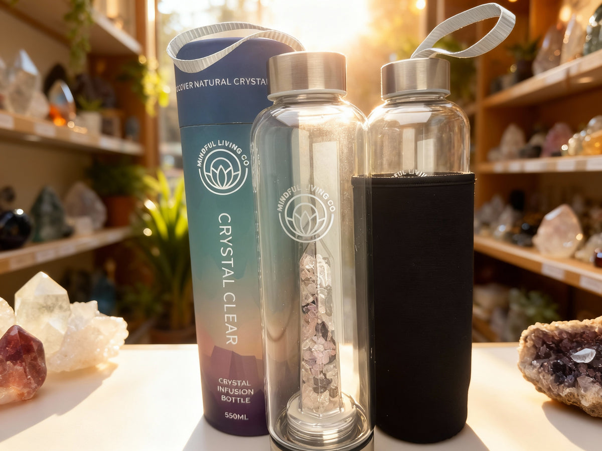 Crystal Infused Glass Water Bottle