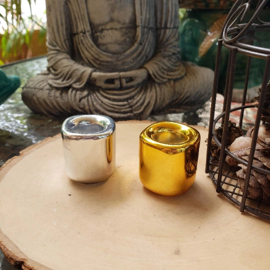 Metallic Ceramic Chime Candle Holder