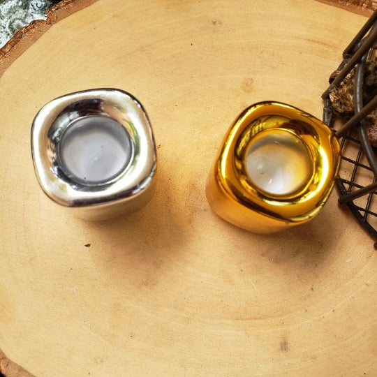 Metallic Ceramic Chime Candle Holder