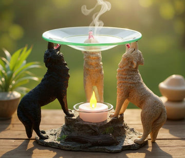 Moonlight Three Howling Wolves Oil Warmer