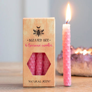 Set of 6 Pink Beeswax Magic Spell Candles - Friendship