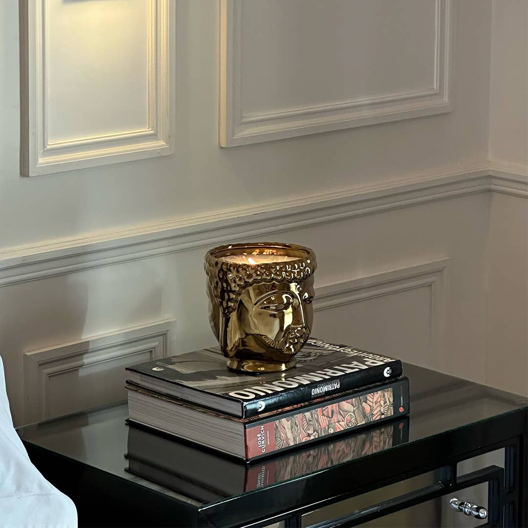 Colección Buda | Vela Buda Dorada: Oro / Palo Santo
