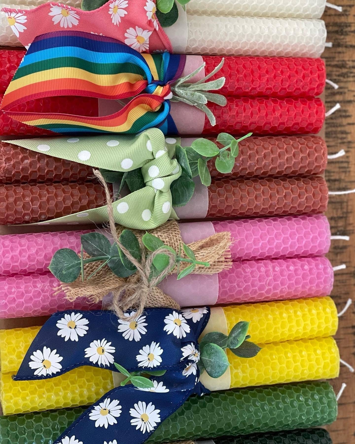 8" Tall 100% Natural Beeswax Taper Candle Set (2)