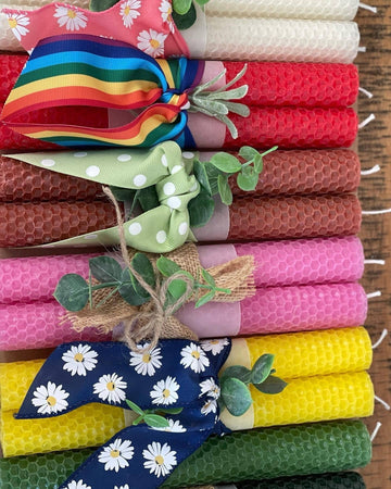 8" Tall 100% Natural Beeswax Taper Candle Set (2)